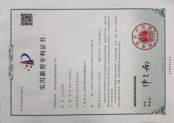 CHINA Changzhou Chenye Warp Knitting Machinery Co., Ltd. zertifizierungen